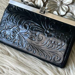 Patricia Nash Black Embossed Clutch